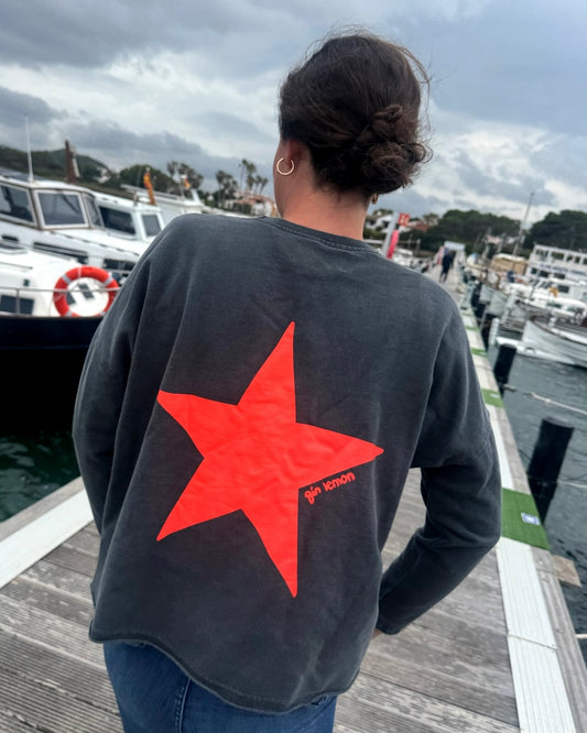 SUDADERA MUJER GRIS ESTRELLA